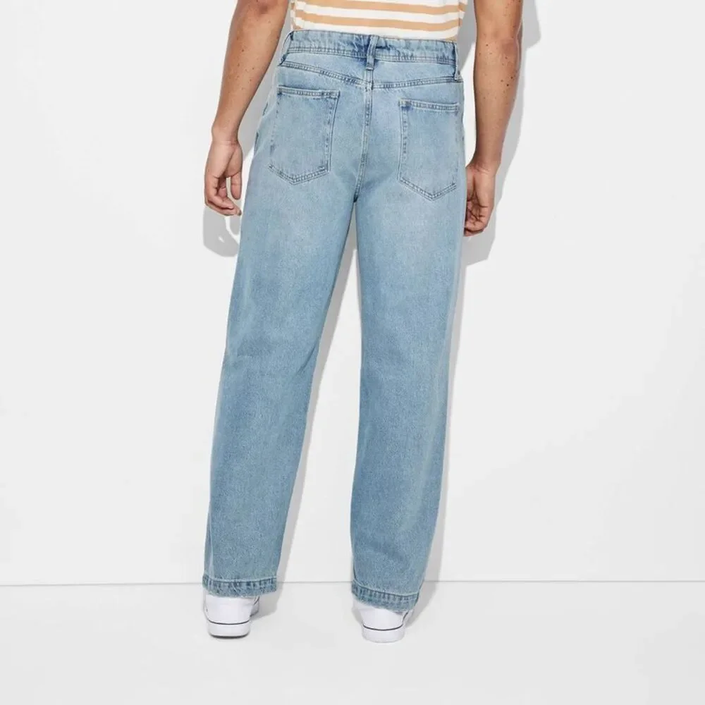 Original Use - Men's Baggy Fit Straight Jeans - Original Use Medi Medium Wash